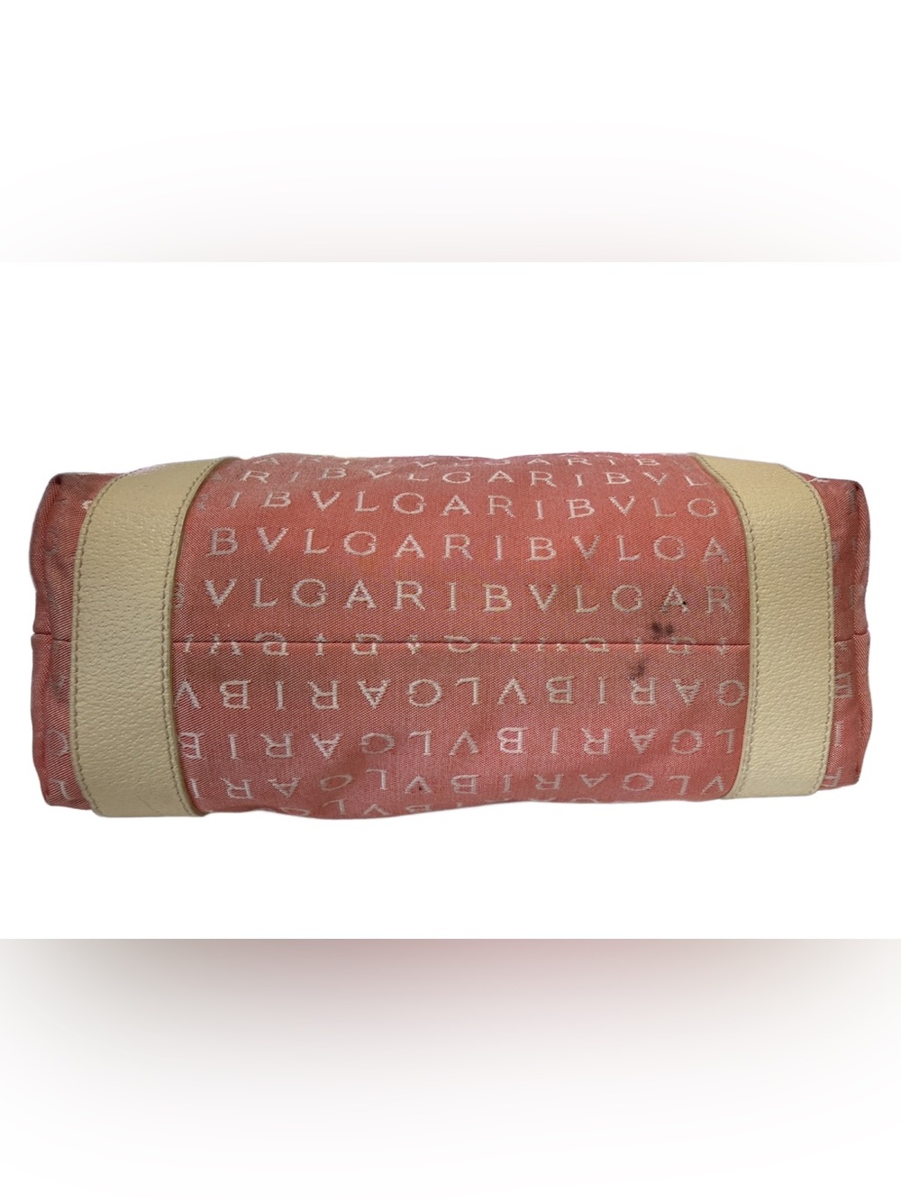 BVLGARI Bulgari Logomania Pink Canvas Tote with Cream Straps - Picture 8 of 15